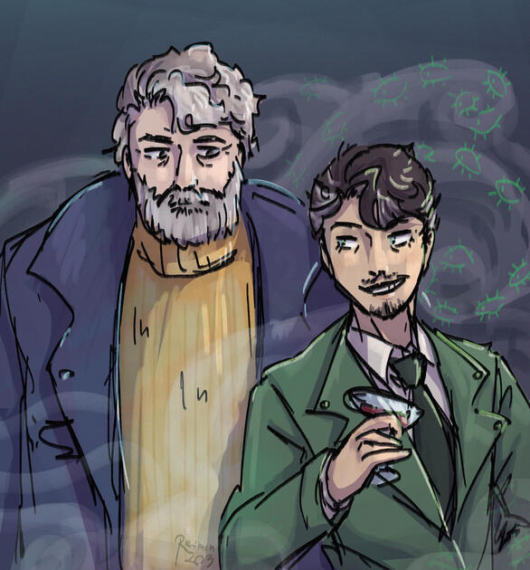 Rendered sketch halfbody couple